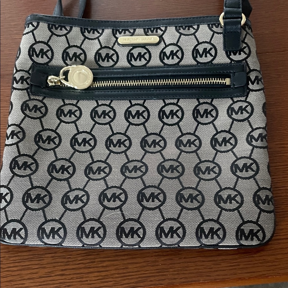 Michael Kors Monogram Black and Tan Crossbody Bag